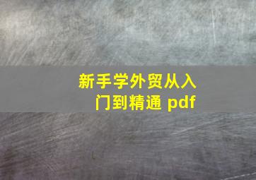 新手学外贸从入门到精通 pdf